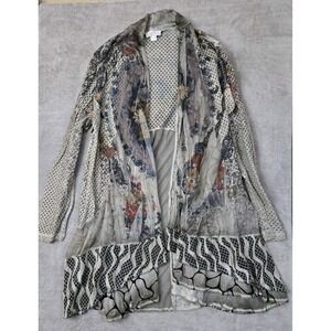 Kamana Womens XL Kimono Open Cardigan Long Floral Lightweight Browns Boho Mature